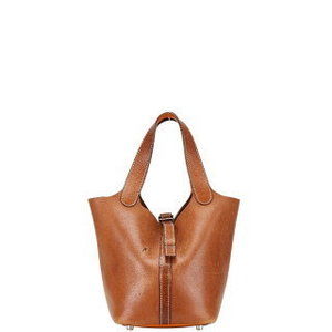 Hermes Picotin PM Handbag Brown Fauve Barenia Chevre s